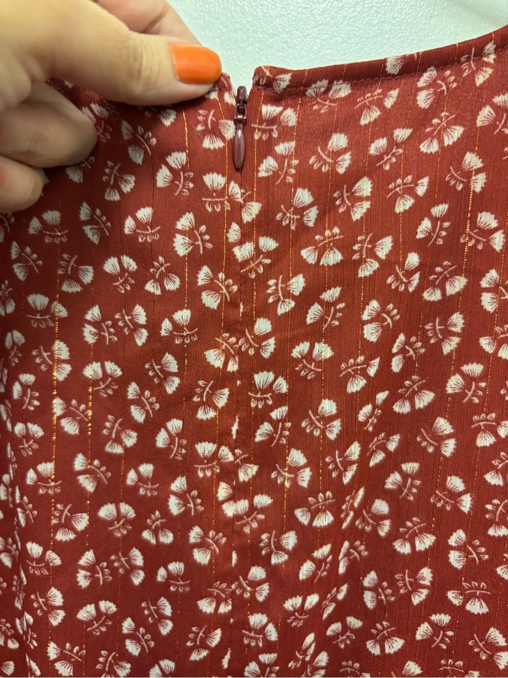 J. Crew Point Sur Faux Wrap Floral Print Rusty Red Lined Dress Size 6